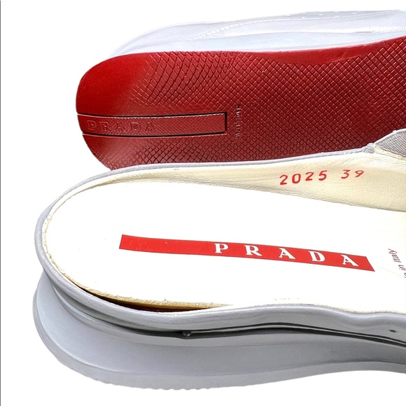 Prada Gray Leather Slip On Mules sz 8.5 - Picture 8 of 13